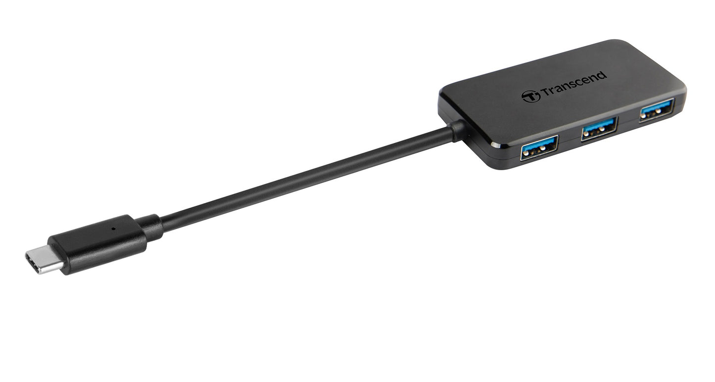 Transcend 4-porttinen HUB, USB 3.1 GEN 1, Usb-C, musta