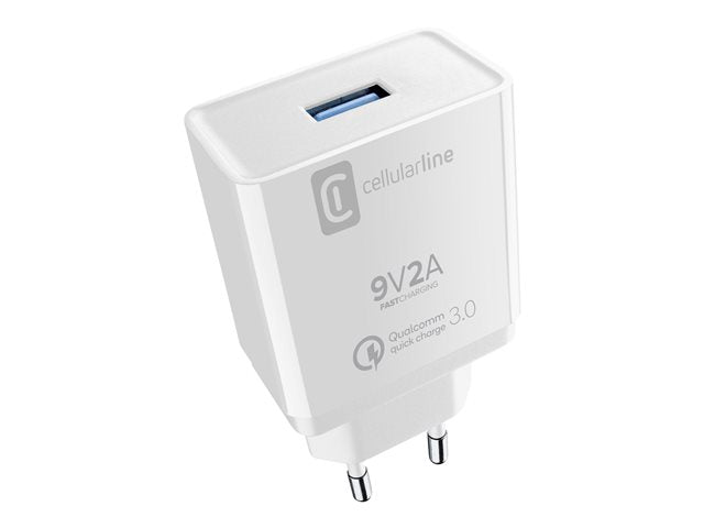 Cellularline valkoinen USB-C 18 W - virtalähde